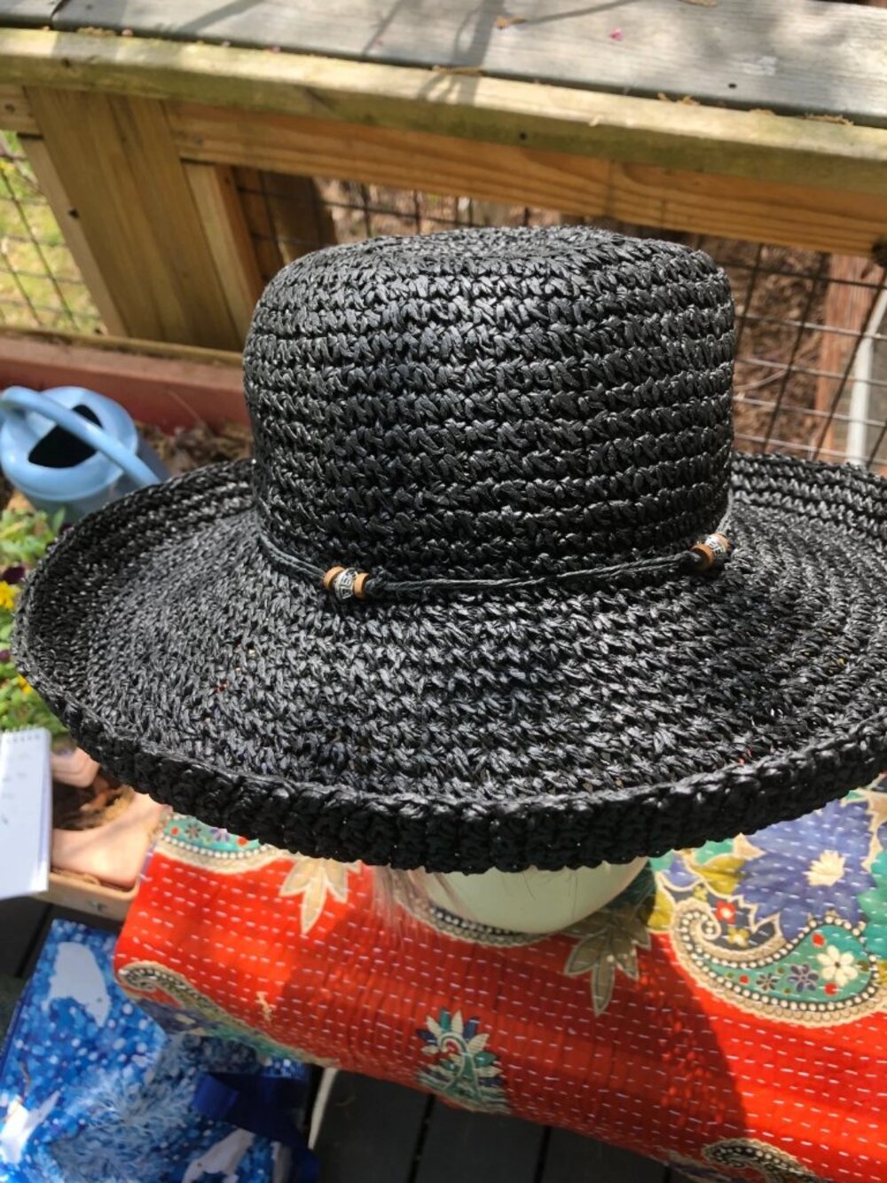 Sun N Sand Women’s Black Sun Hat W/ Beaded Band Adjustable - Picture 15 of 16